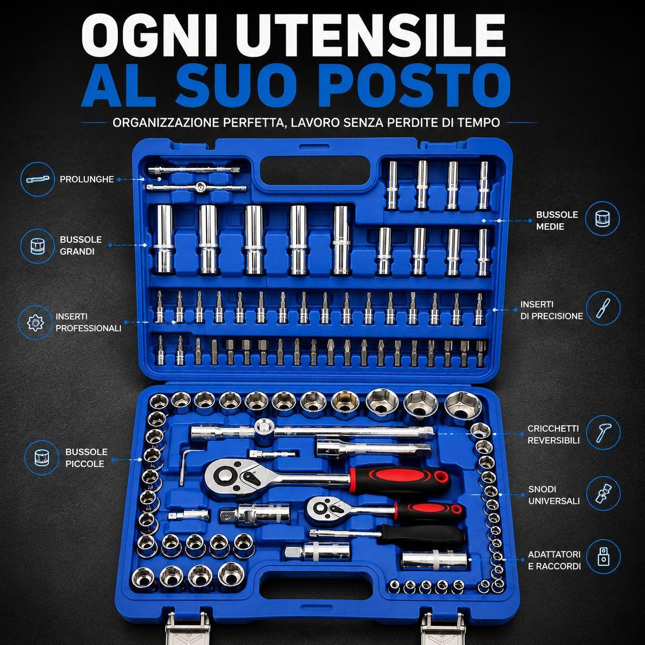 boxer valigetta chiavi a bussola e cricchetto set completo con inserti e bussole professionali - foto 5
