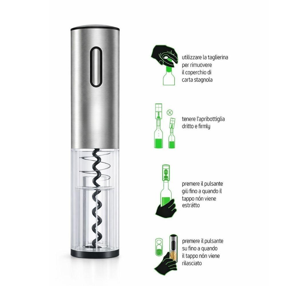  cavatappi elettrico automatico in acciaio inox con apertura rapida e design elegante - foto 2