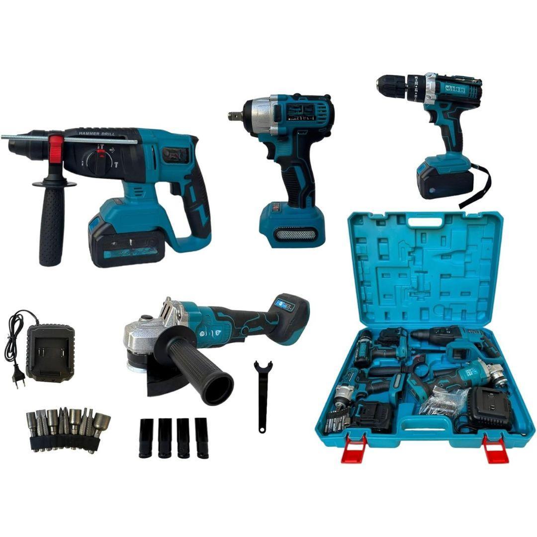  kit smerigliatrice, avvitatore, trapano, avvitatore a impulsi a batteria - 4in1 - foto 1