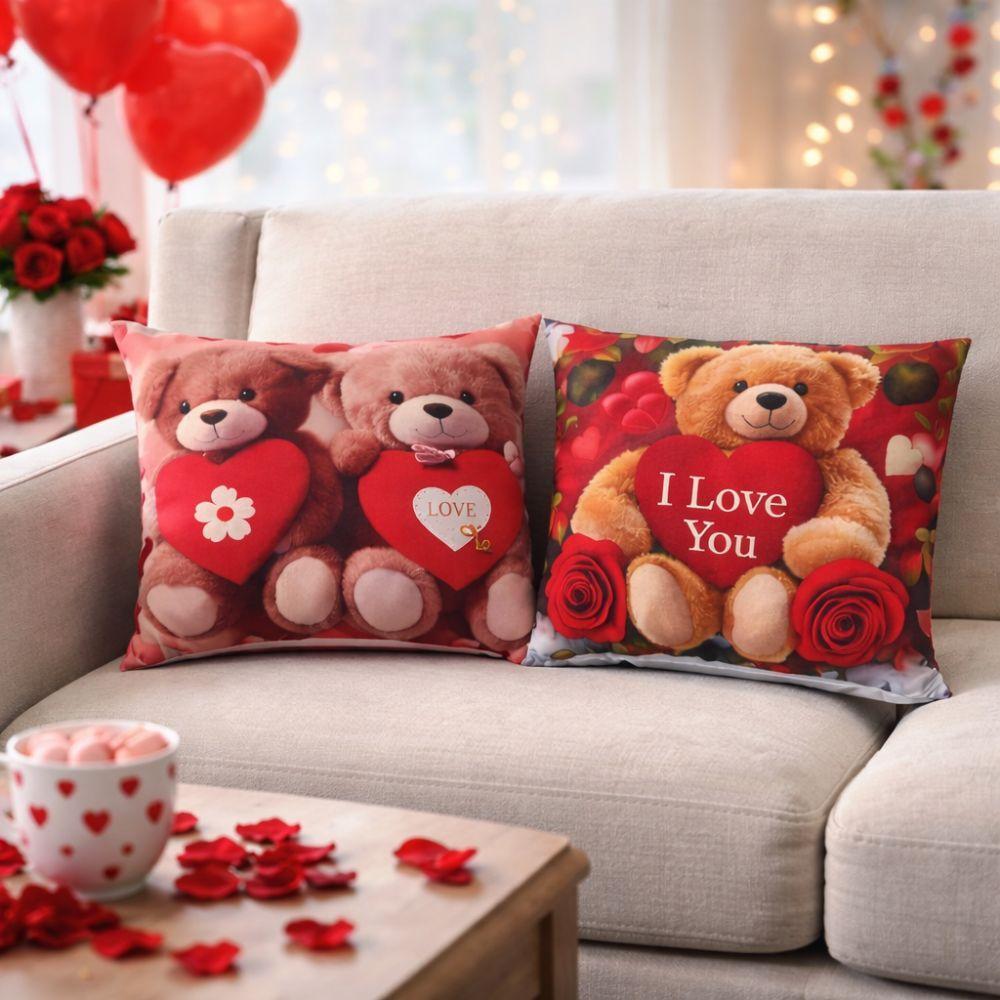  cuscini decorativi san valentino con orsetti e cuori – set fantasie romantiche per divano e letto - foto 3