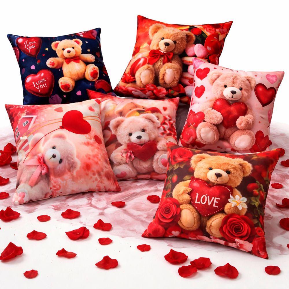  cuscini decorativi san valentino con orsetti e cuori – set fantasie romantiche per divano e letto - foto 4