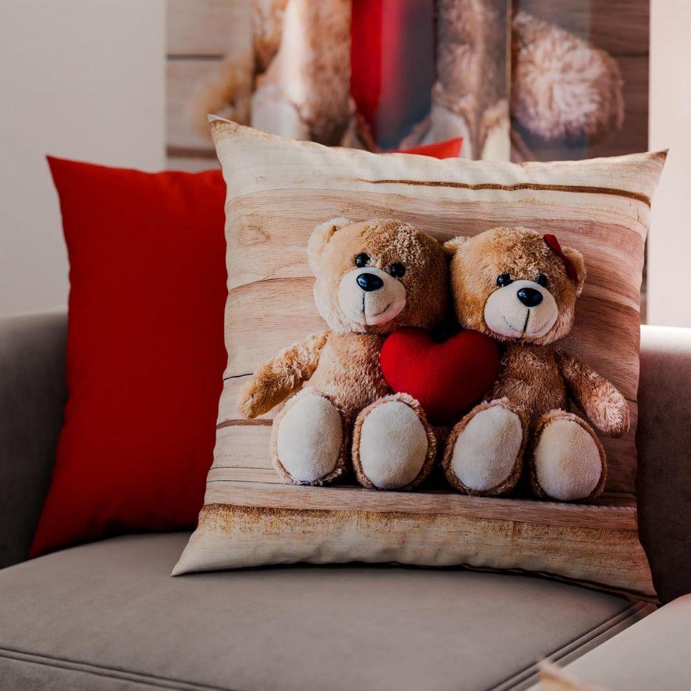  cuscini decorativi san valentino con orsetti e cuori – set fantasie romantiche per divano e letto - foto 5