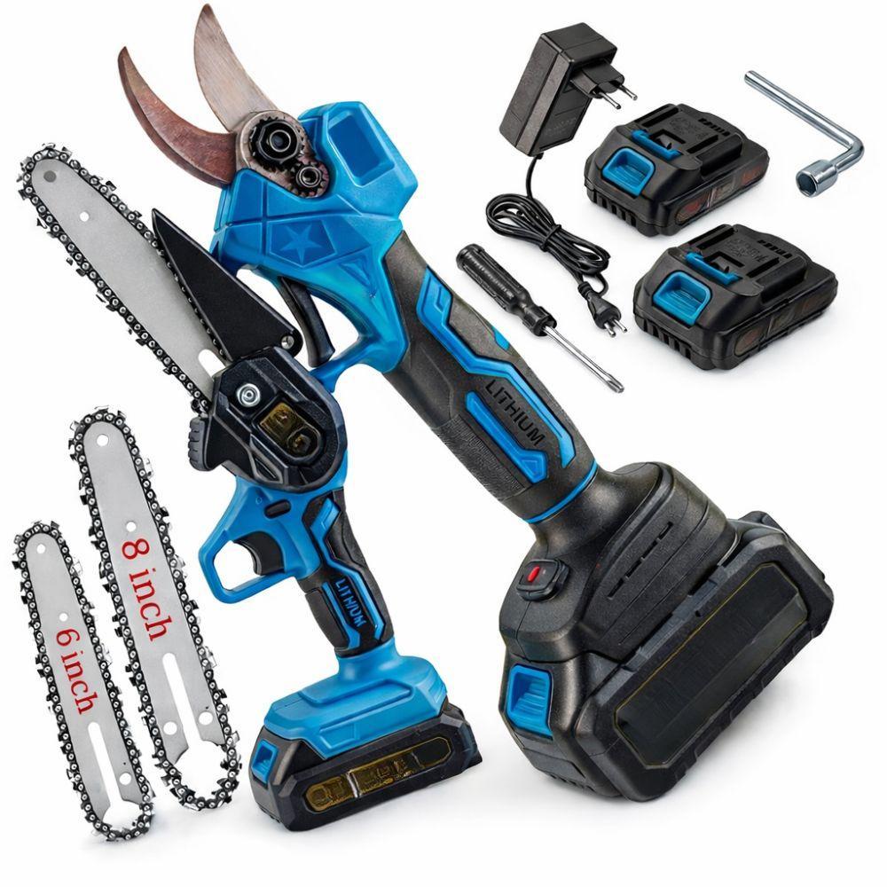  sega e forbice a batteria 2 in 1 con 2 batterie 24v, lama 6” e 8” - foto 1