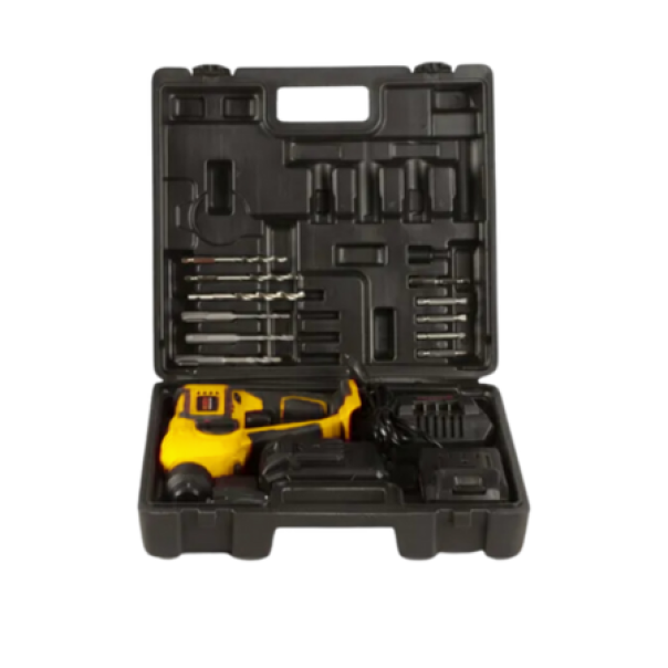 Kit completo tassellatore in custodia nera aperta con accessori e punte incluse