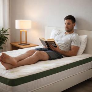 Materasso matrimoniale-160x190 cm in aloe vera da 25 cm con rivestimento antibatterico  , imbottitura 200 g su entrambi i lati e manici .