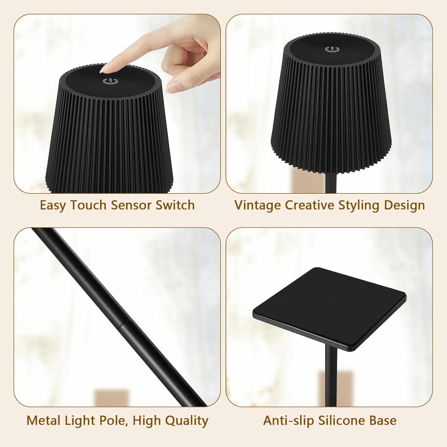  lampada touch a righe nera ricaricabile - foto 3