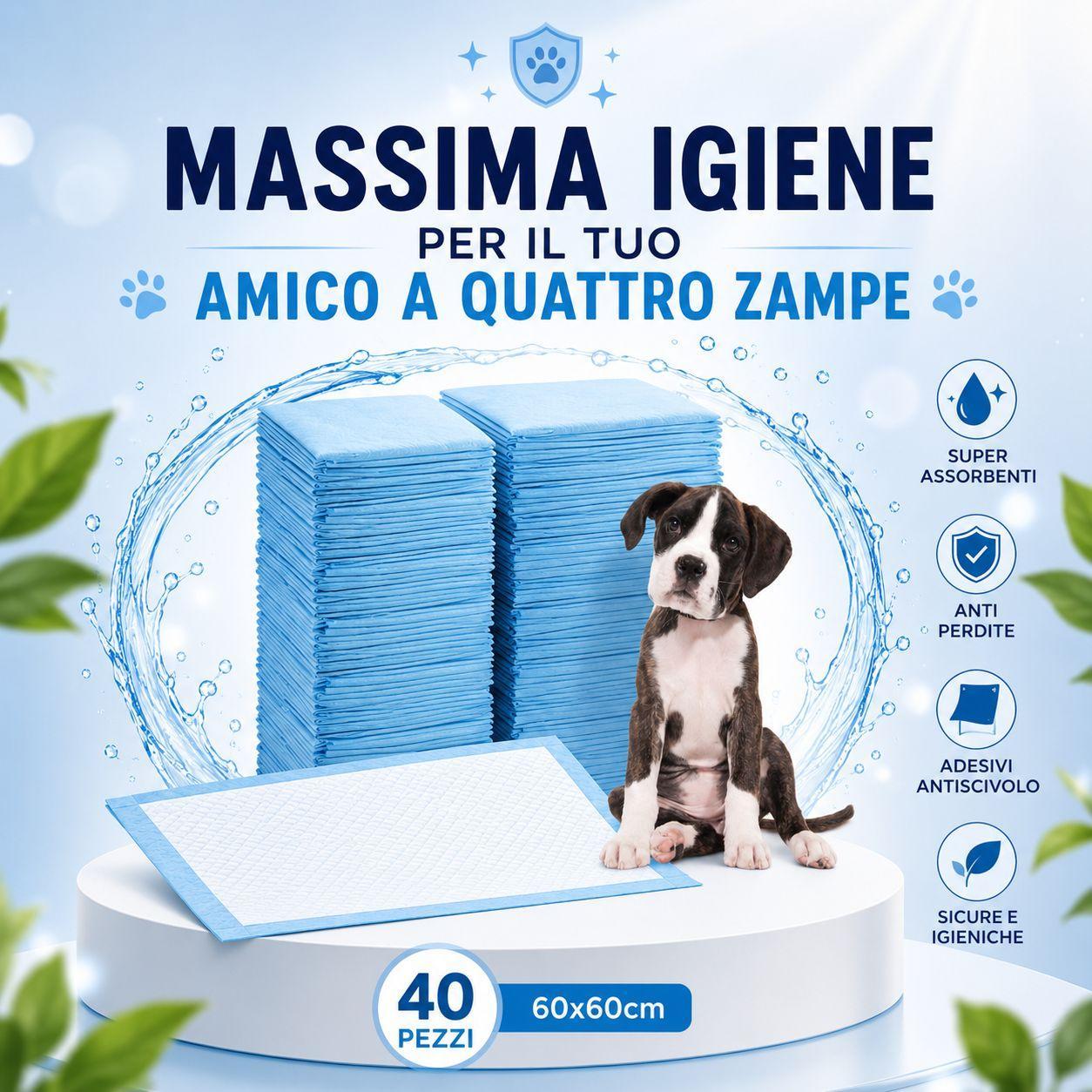  traversine igieniche adesive assorbenti 60x60 cm 40 pezzi per animali - foto 5