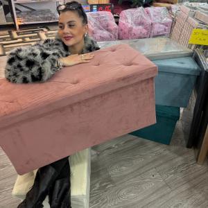 Pouf cassapanca in velluto bianco