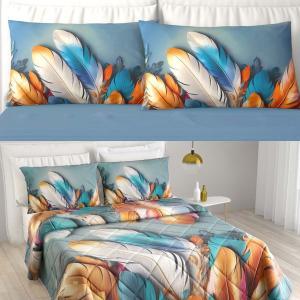 Set letto matrimoniale trapuntino + lenzuola piume multicolor