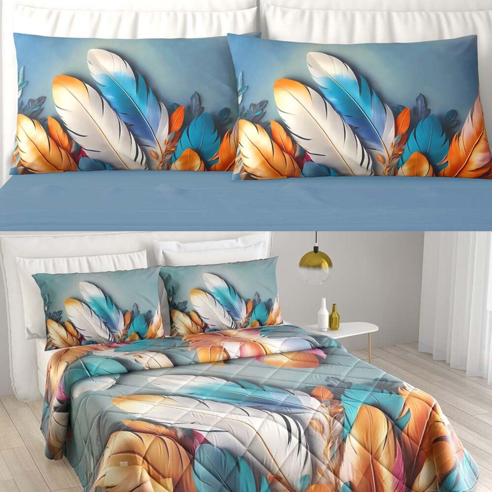 irge set letto matrimoniale trapuntino + lenzuola piume multicolor - foto 1