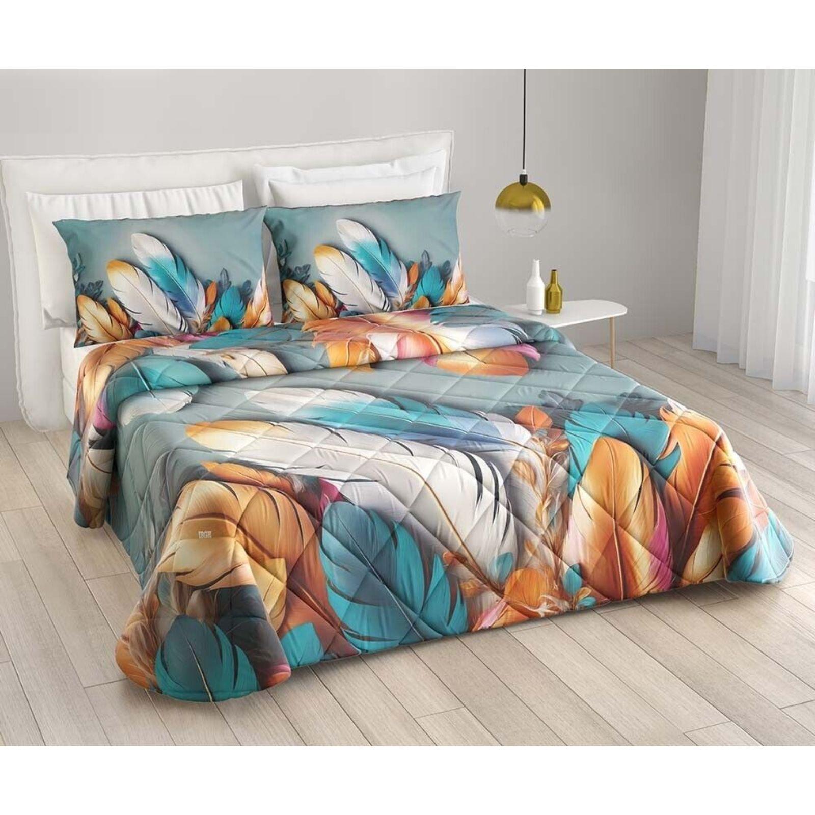 irge set letto matrimoniale trapuntino + lenzuola piume multicolor - foto 3
