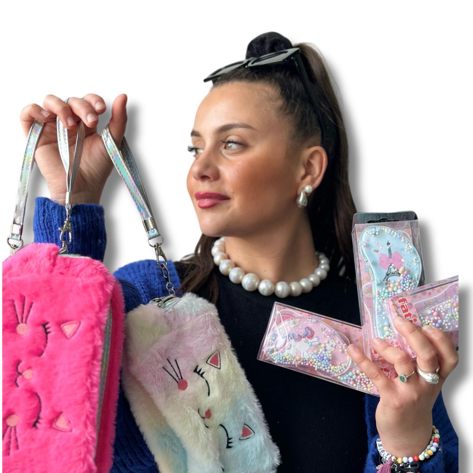 fatigati pochette gatto peluche arcobaleno + pettine - foto 1
