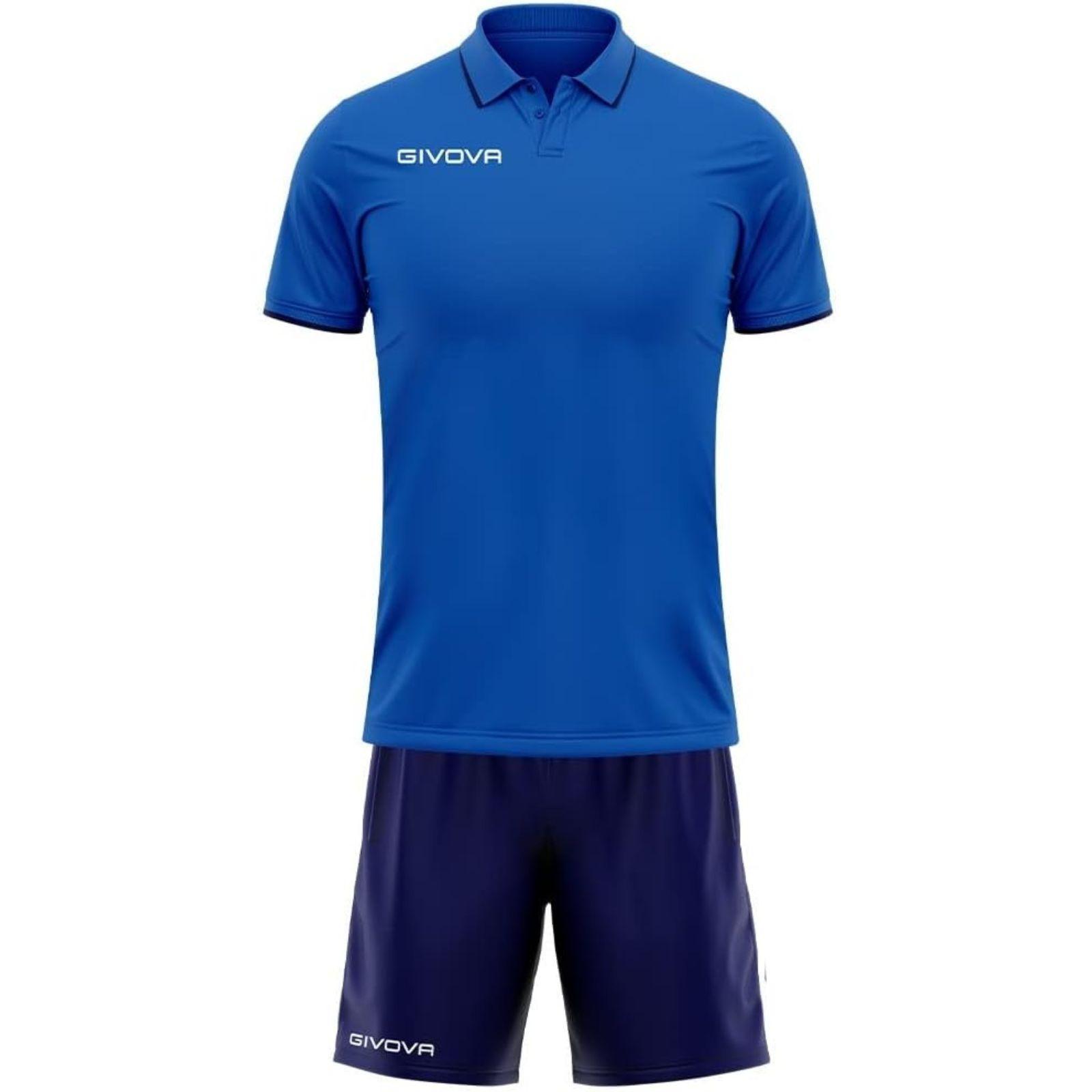 givova kit street polo e pantaloncini - givova blu/azzuro - foto 1