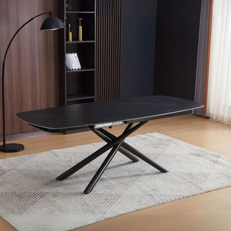  tavolo girevole allungabile astrid con piano in ceramica effetto marmo nero opaco / prezzo originale : 915.00€ - foto 2