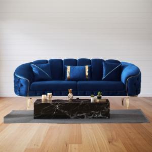 Divano bentley in tessuto babyface 14 blu con piedini oro / prezzo originale : 1660€