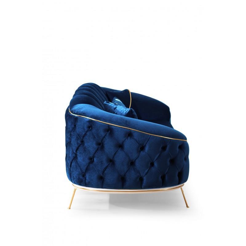  divano bentley in tessuto babyface 14 blu con piedini oro / prezzo originale : 1660€ - foto 3