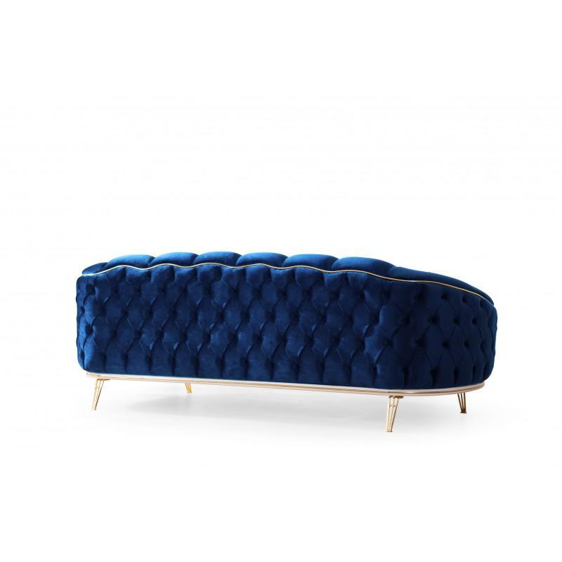  divano bentley in tessuto babyface 14 blu con piedini oro / prezzo originale : 1660€ - foto 4