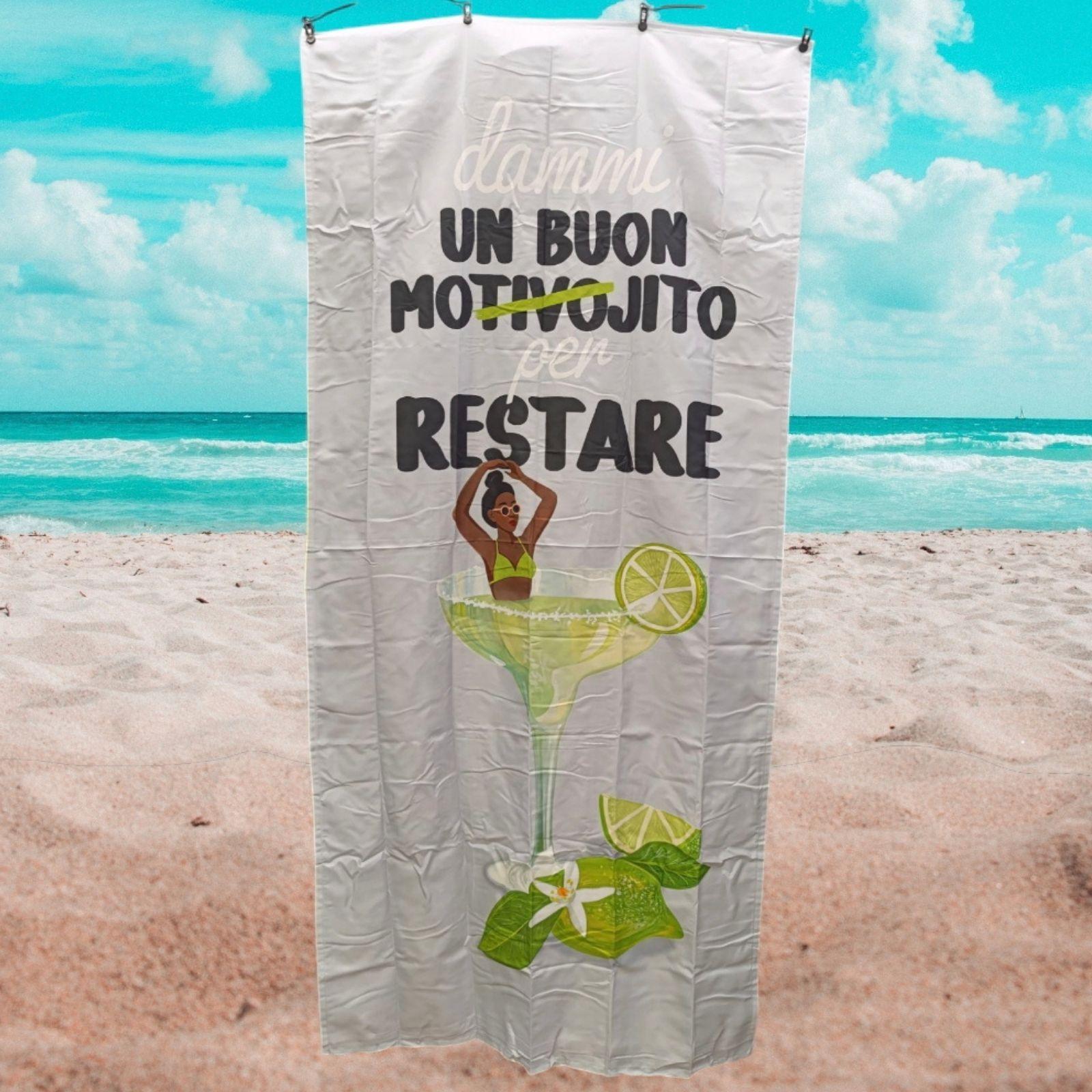 mastro bianco borsa con telo mare - dammi un motivo(mojito) per restare - foto 2
