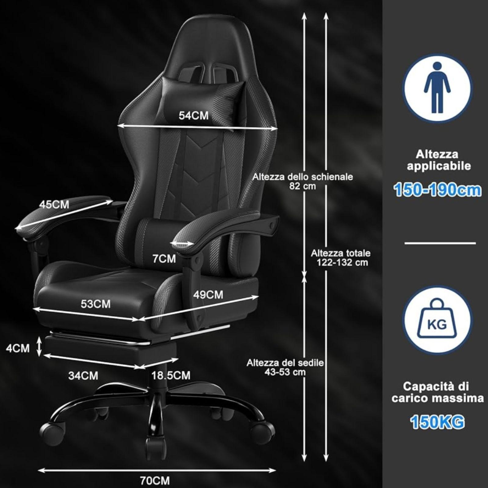 mastro bianco sedia gaming nera e bianca - foto 2