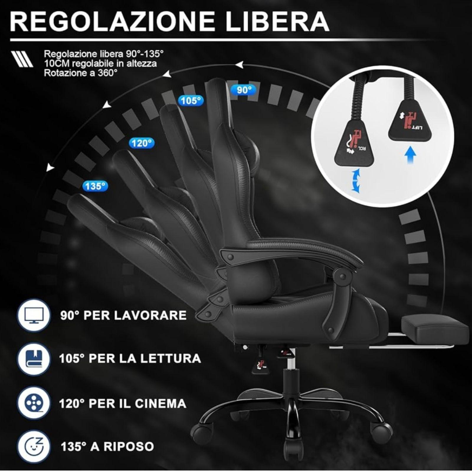 mastro bianco sedia gaming nera e bianca - foto 3