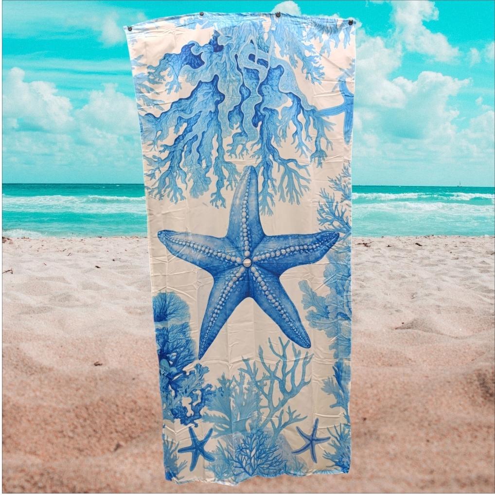 mastro bianco borsa con telo mare -stella marina azzurra - foto 2