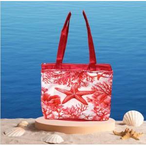 Borsa con telo mare -stella marina rossa