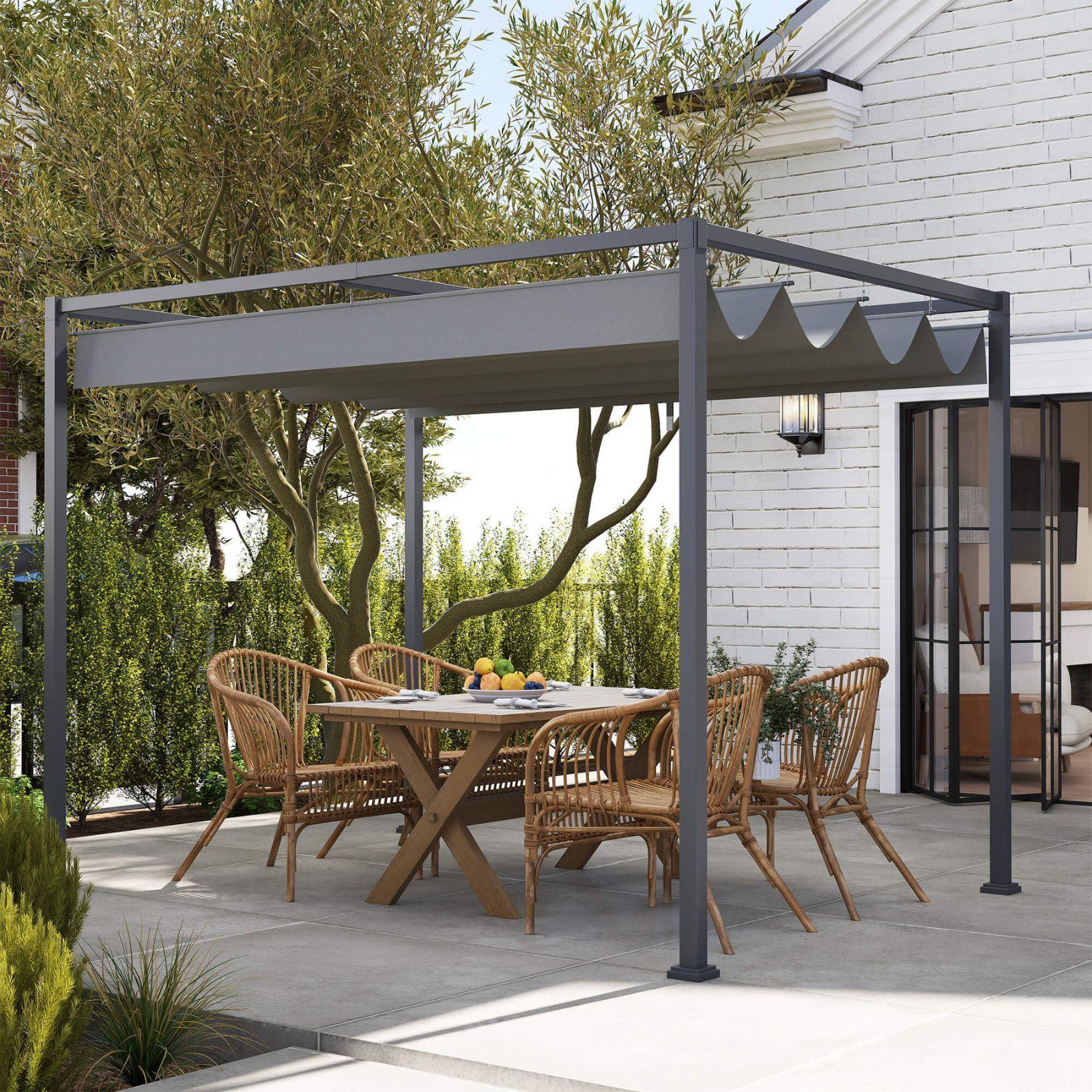 outsunny gazebo pergola 3x2m con telo scorrevole - foto 1
