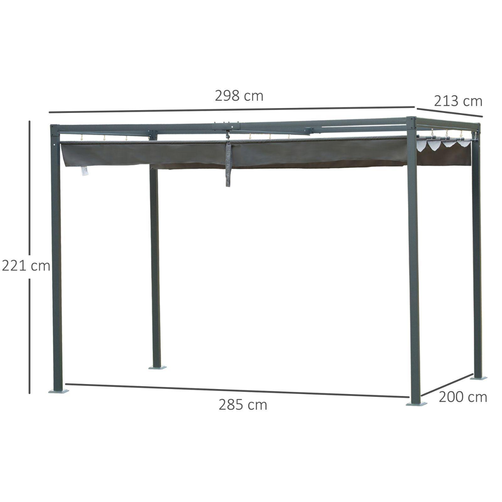 outsunny gazebo pergola 3x2m con telo scorrevole - foto 6