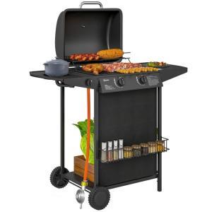 Barbecue a gas con 3 bruciatori indipendenti e coperchio con termometro