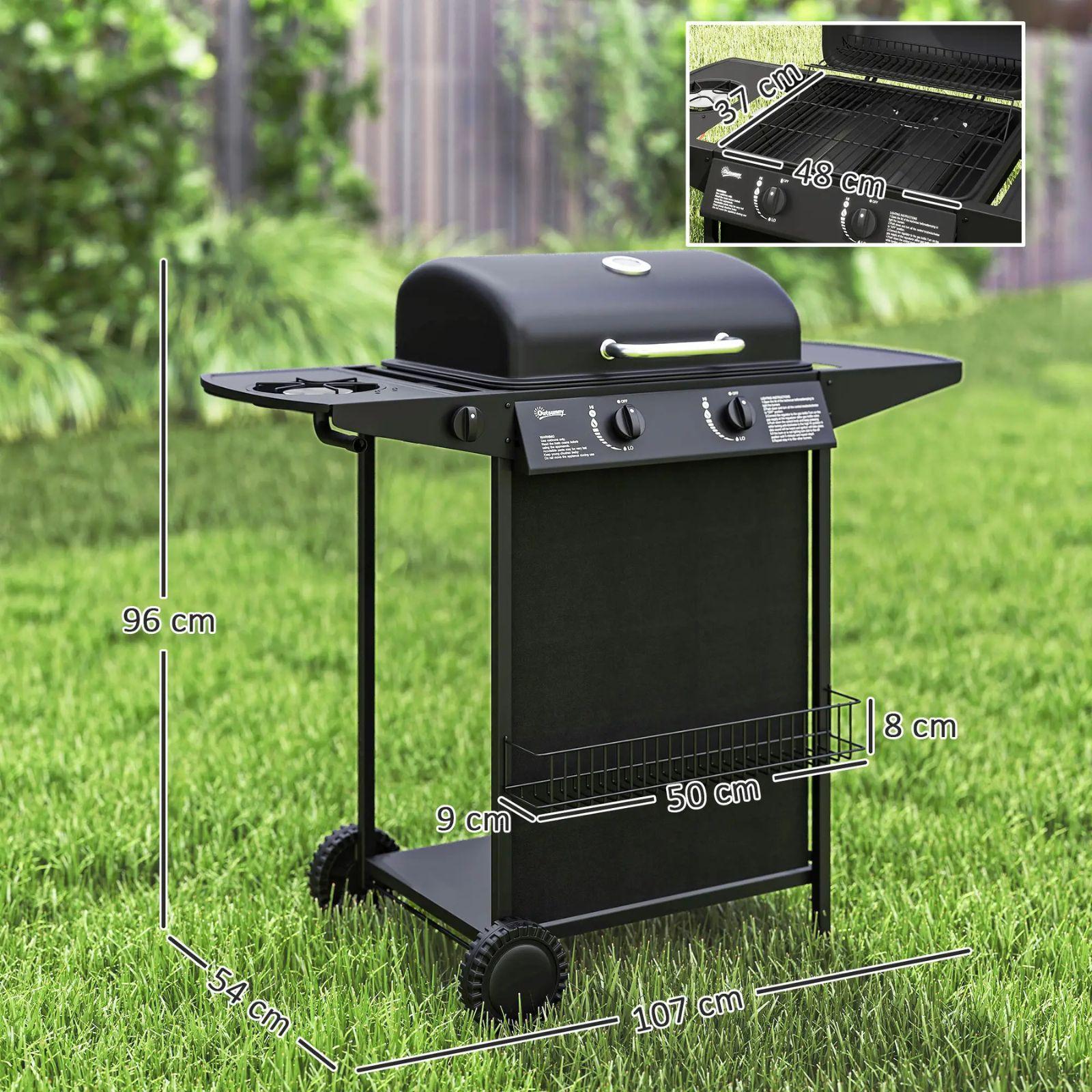 outsunny barbecue a gas con 3 bruciatori indipendenti e coperchio con termometro - foto 3