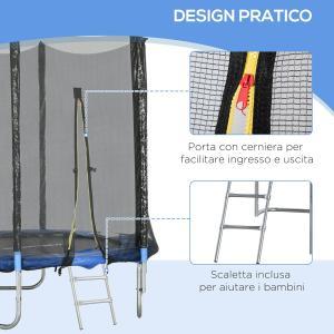 Trampolino elastico/salta salta/jumping con scaletta e rete di sicurezza -  ø180 x 200h cm