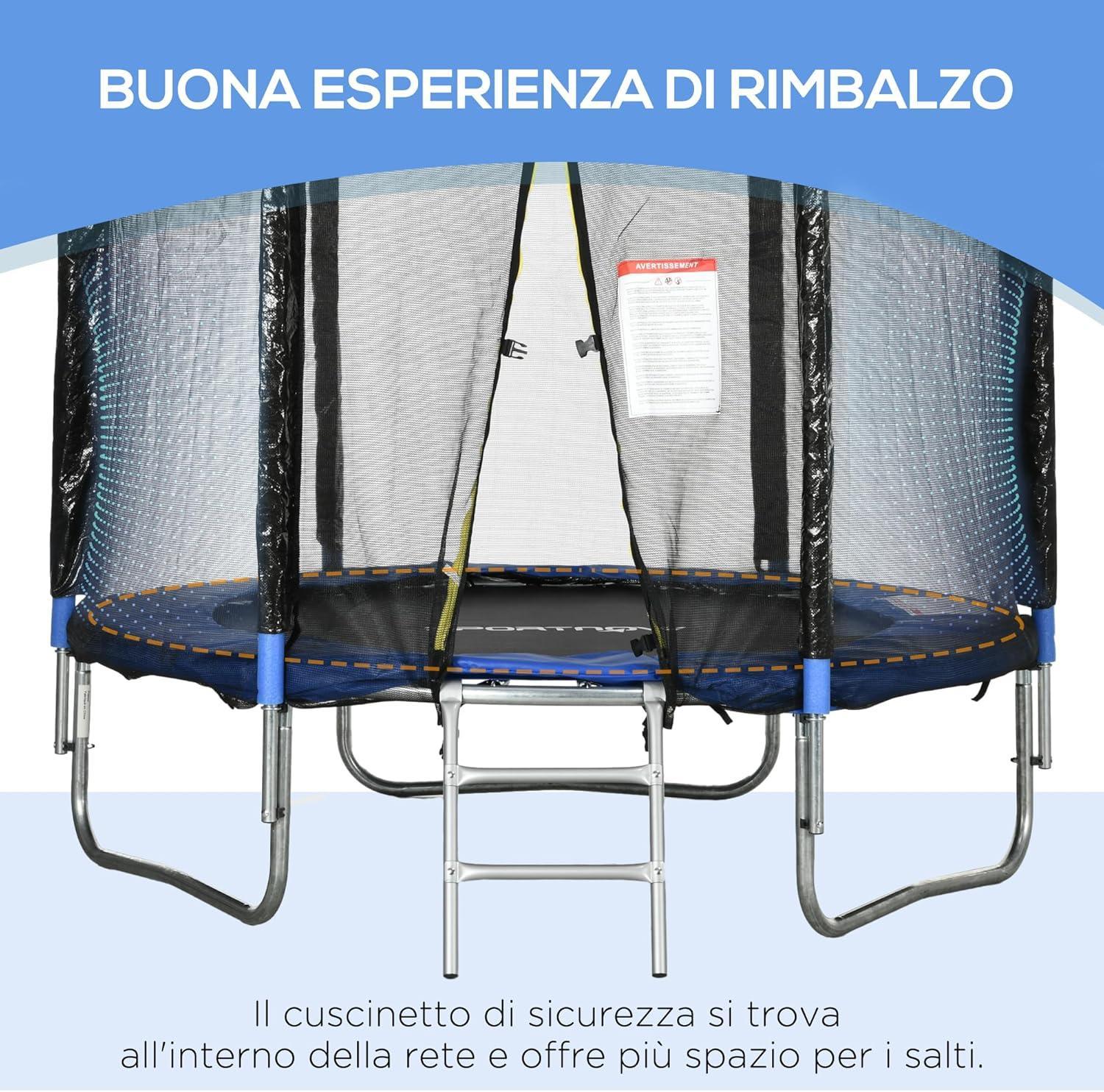 sportnow trampolino elastico/salta salta/jumping con scaletta e rete di sicurezza -  ø180 x 200h cm - foto 3