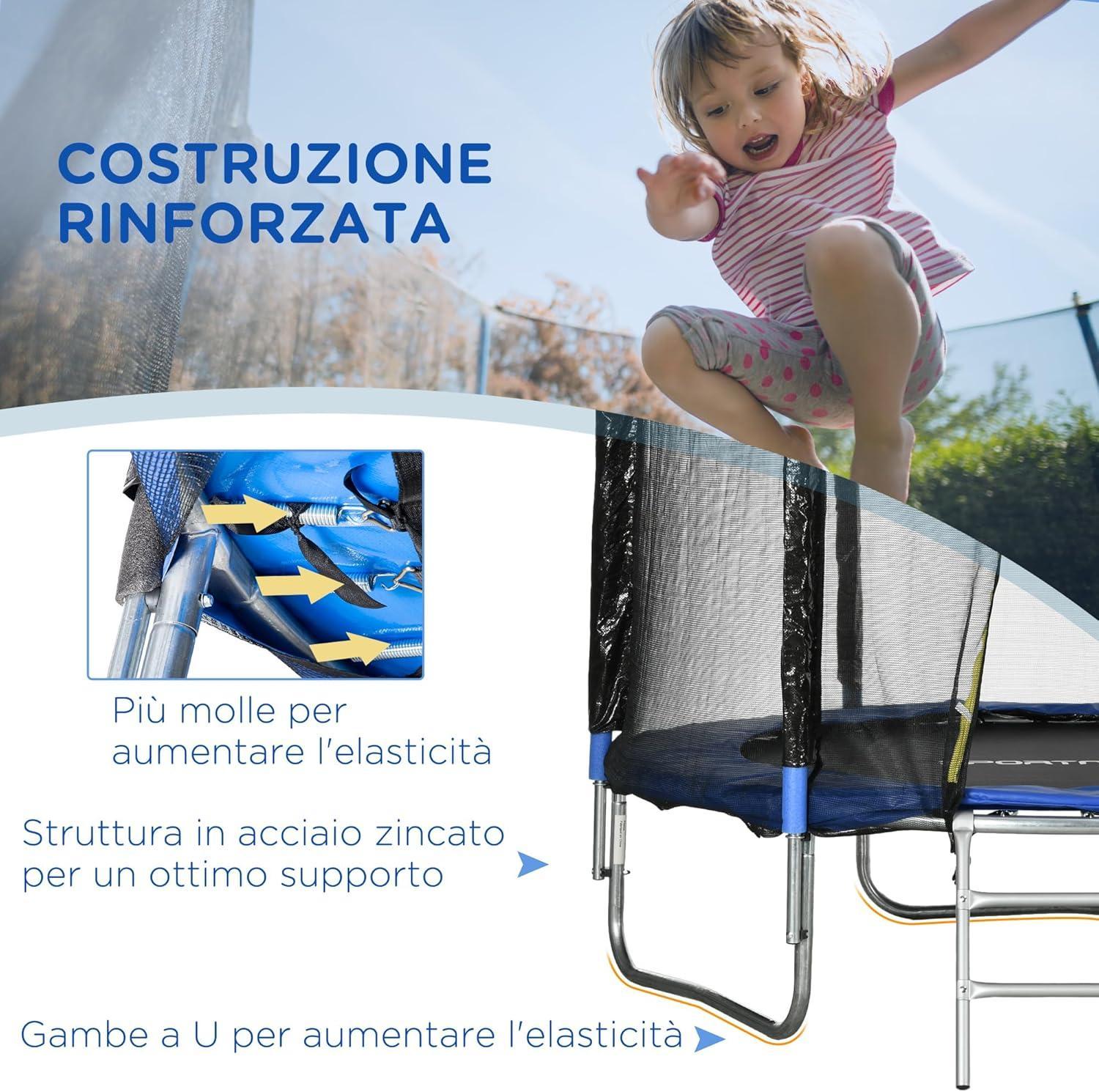 sportnow trampolino elastico/salta salta/jumping con scaletta e rete di sicurezza -  ø180 x 200h cm - foto 4