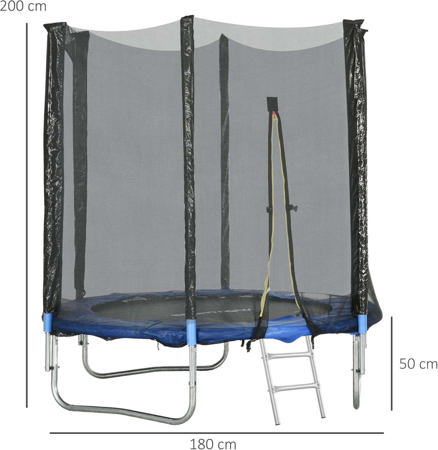 sportnow trampolino elastico/salta salta/jumping con scaletta e rete di sicurezza -  ø180 x 200h cm - foto 6