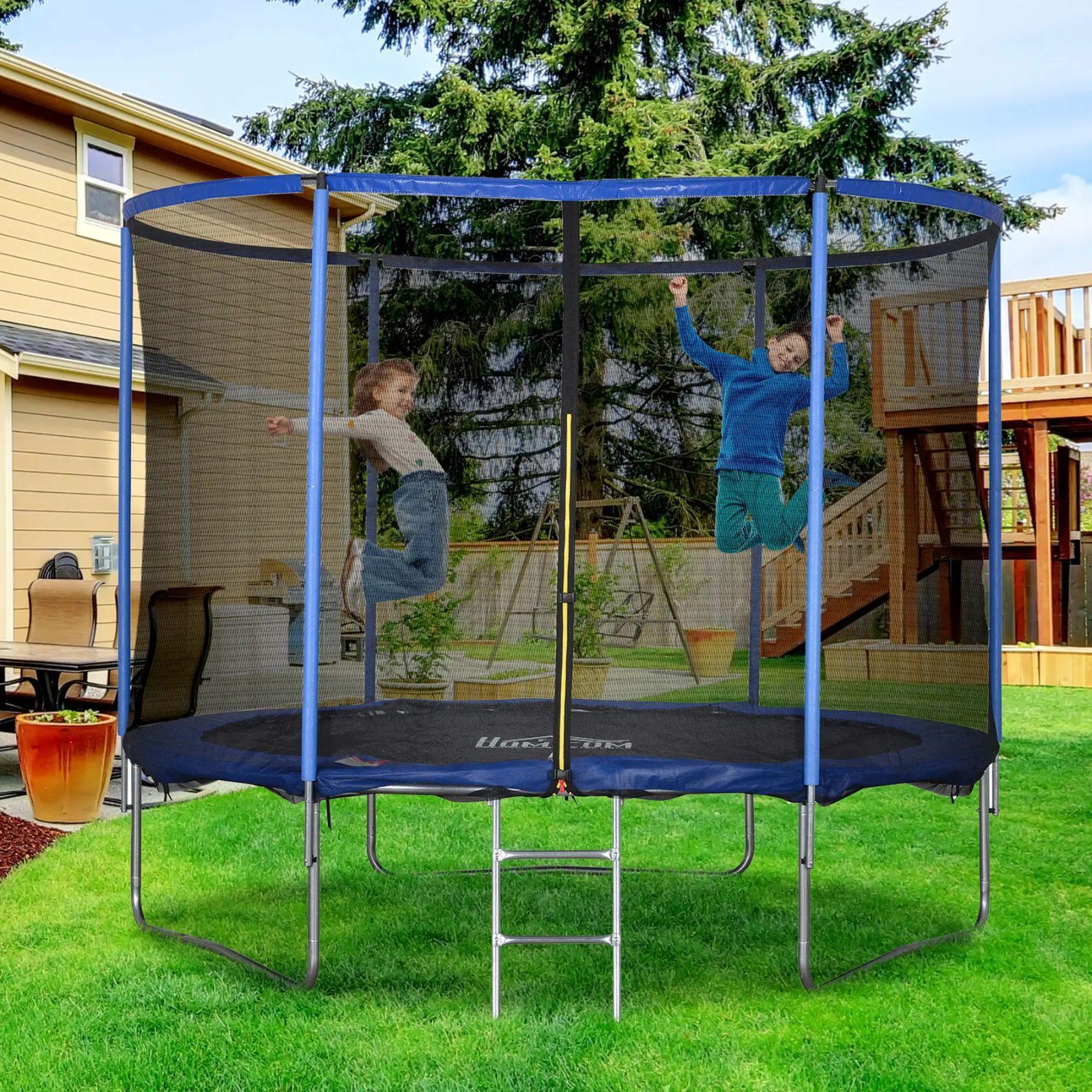 homcom trampolino elastico/salta salta/jumping con scaletta e rete di sicurezza - ø305x248cm - foto 1