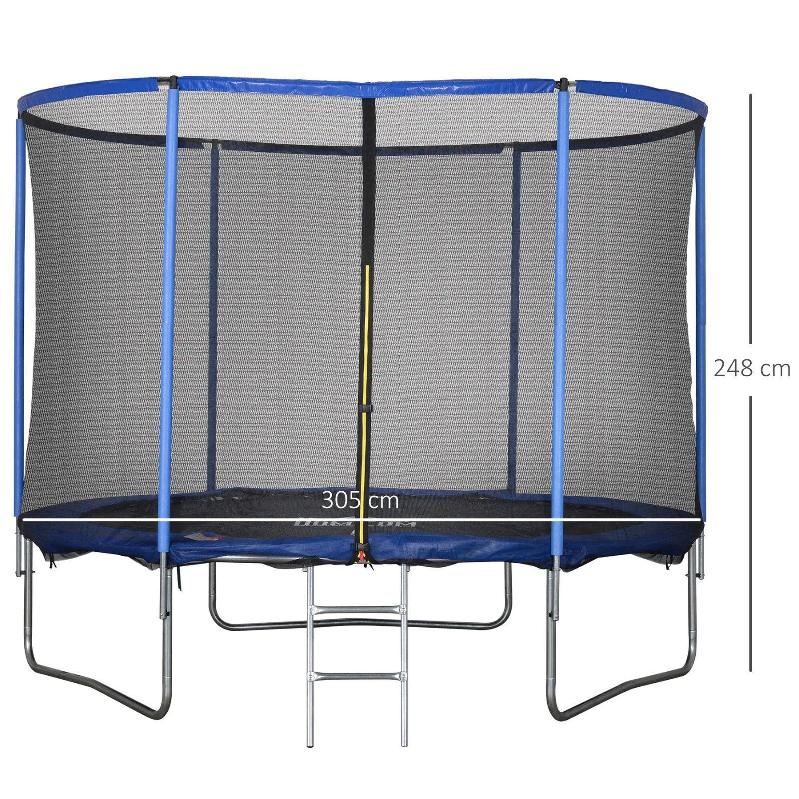 homcom trampolino elastico/salta salta/jumping con scaletta e rete di sicurezza - ø305x248cm - foto 4
