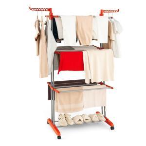 Stendino a torre salvaspazio con ali richiudibili e ruo...