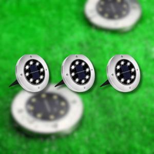 Set 3 faretti solare da giardino con 8 led – picchetto segnapasso
