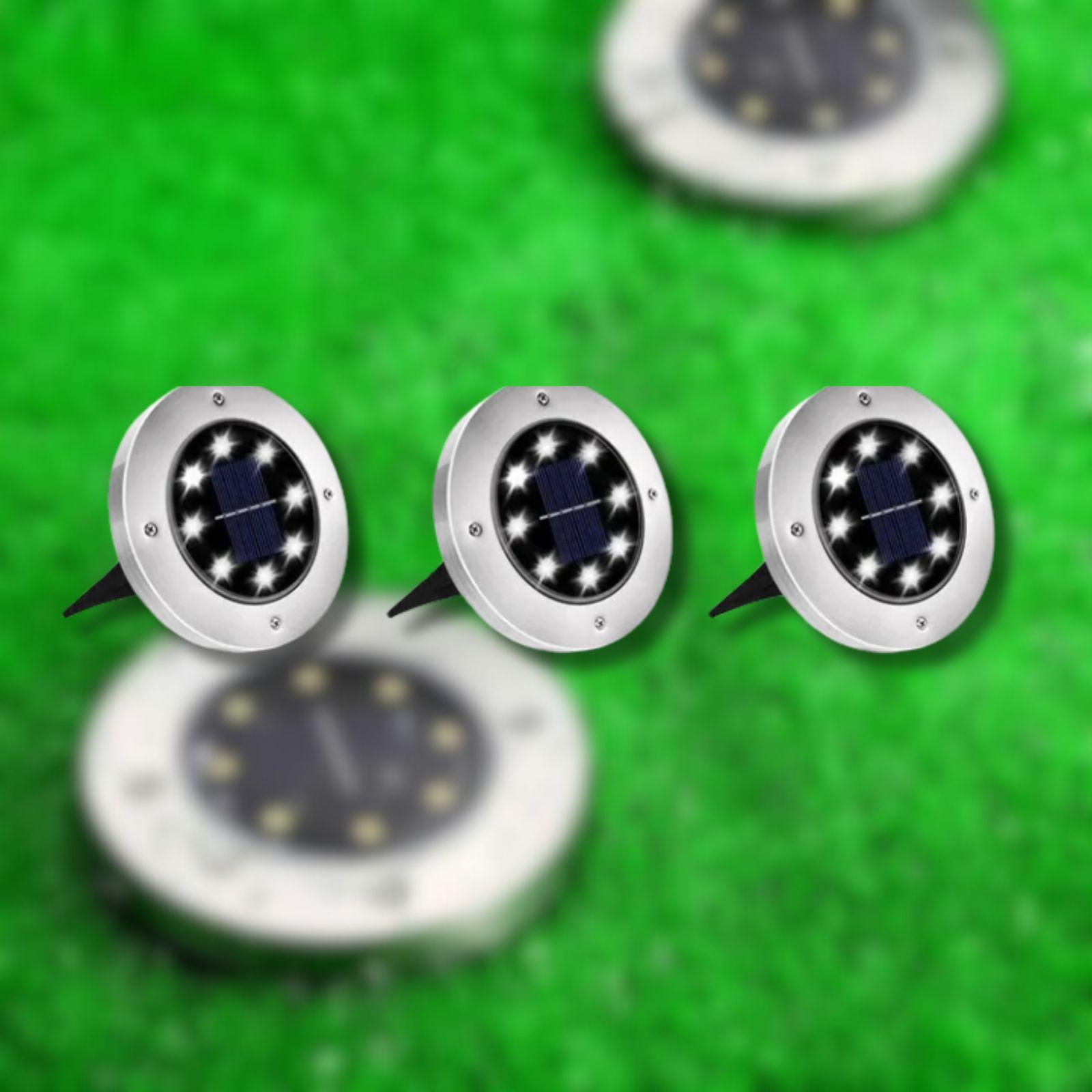 kasaviva set 3 faretti solare da giardino con 8 led – picchetto segnapasso - foto 1