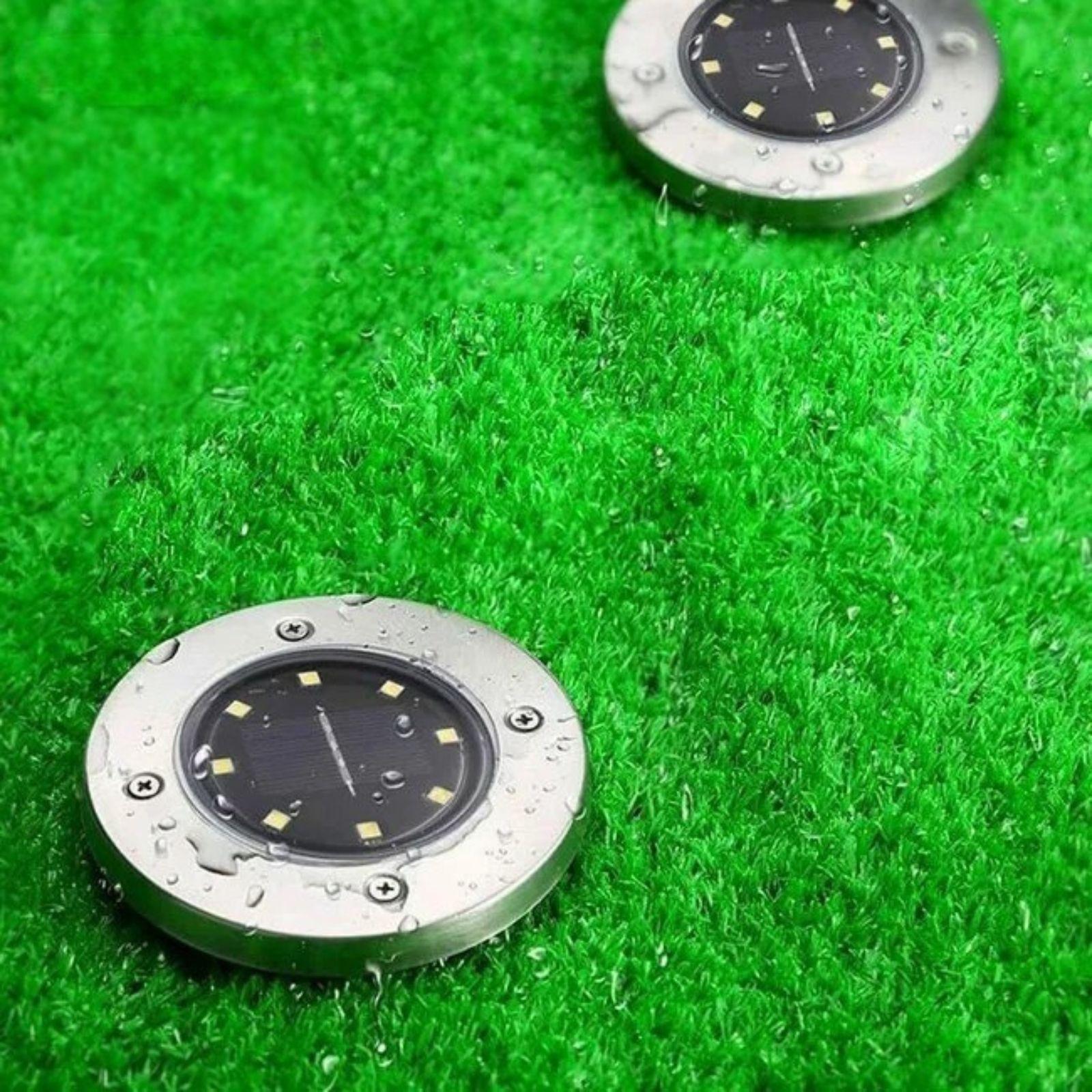 kasaviva set 3 faretti solare da giardino con 8 led – picchetto segnapasso - foto 2