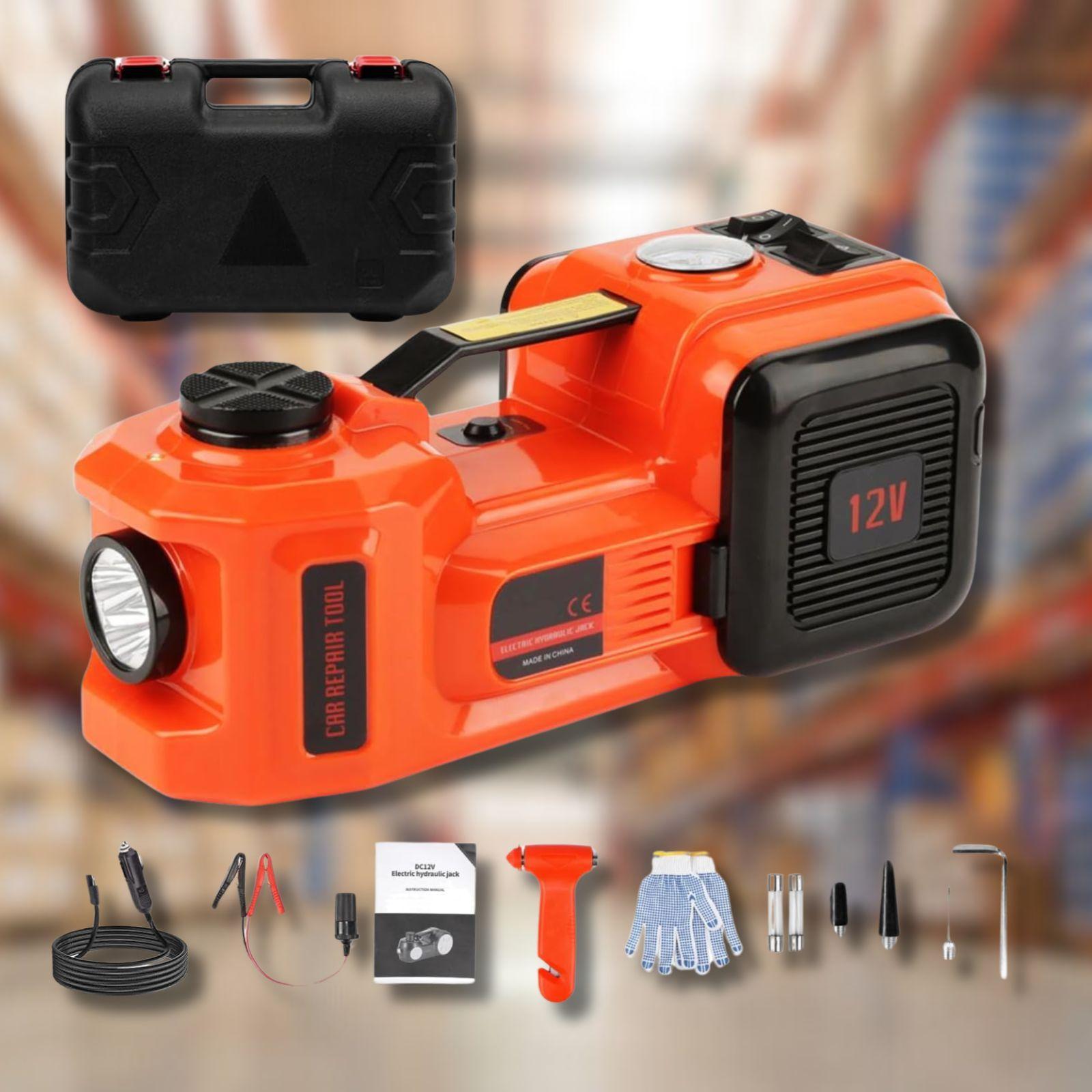 boxer boxer cric elettrico per auto - foto 1 Cric elettrico Boxer arancio/nero con accessori: cavo, telecomando, adattatori e guanti