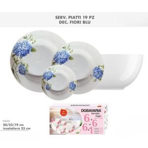 Set 19 piatti fantasia fiori blu
