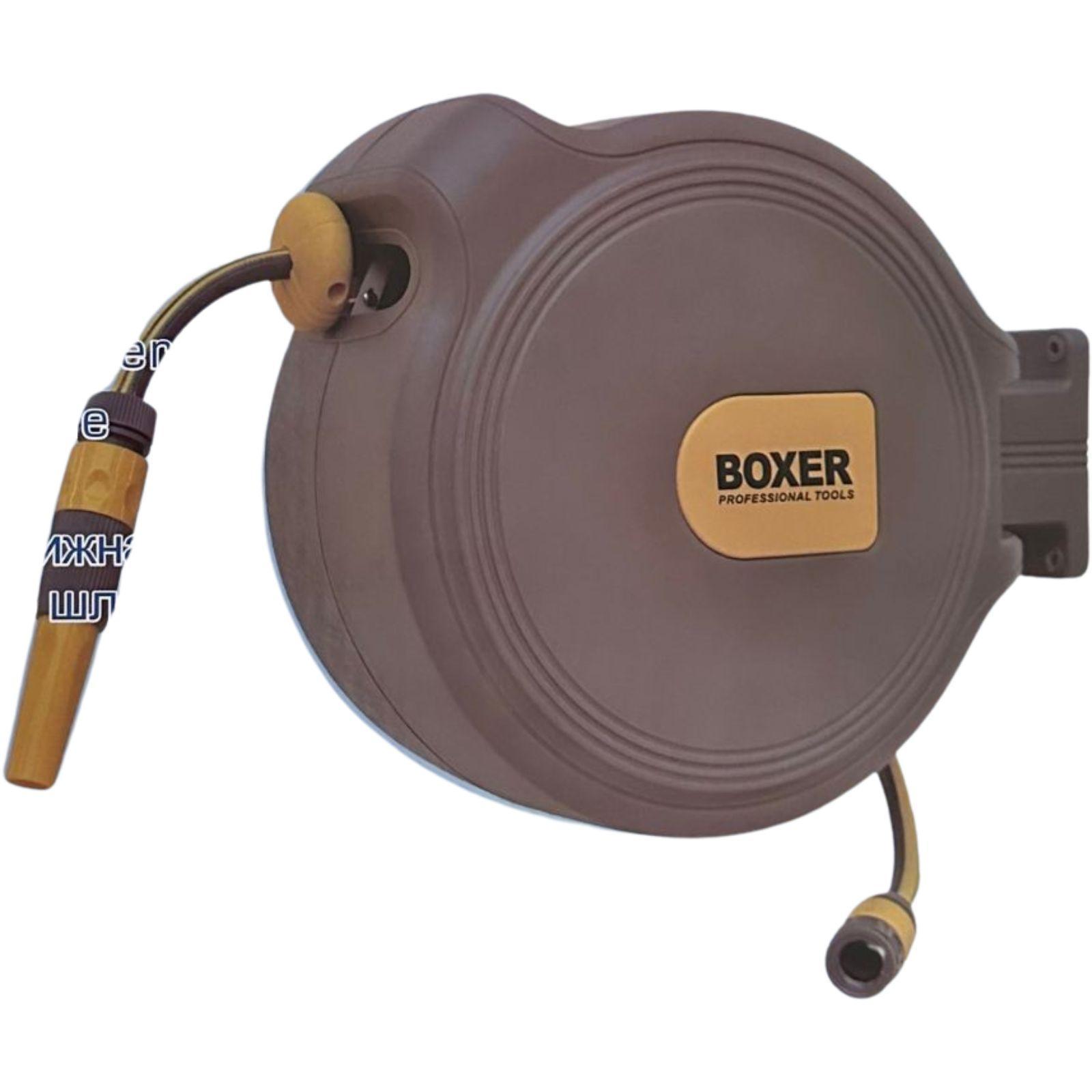 Tubo irrigazione Boxer 20m autoavvolgente, visione frontale su sfondo bianco
