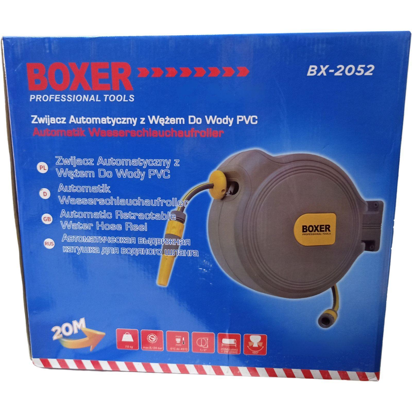 Tubo autoavvolgente Boxer da 20 metri, vista laterale del sistema di avvolgimento automatico