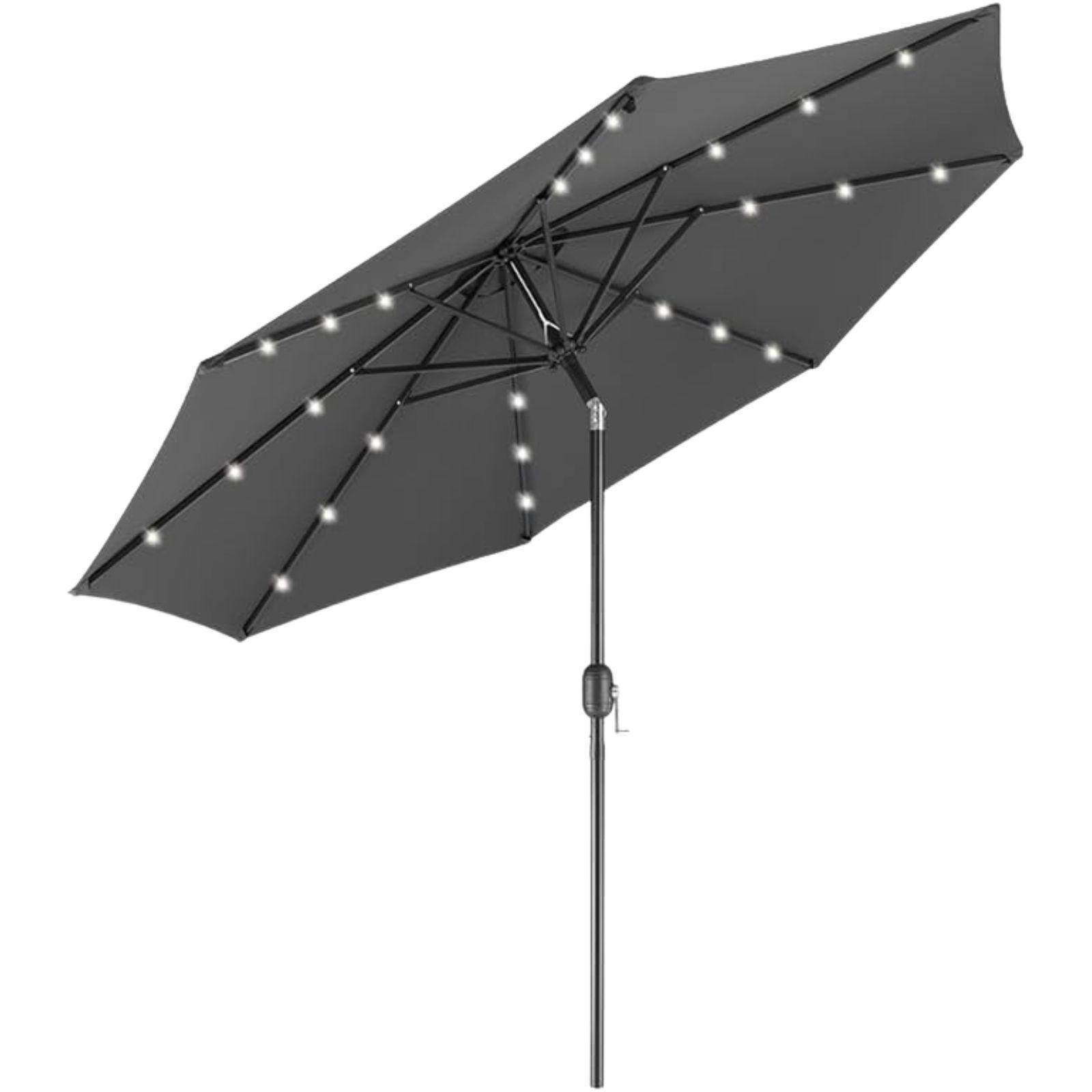 bakaji ombrellone da giardino 270 cm con luci led grigio - foto 2