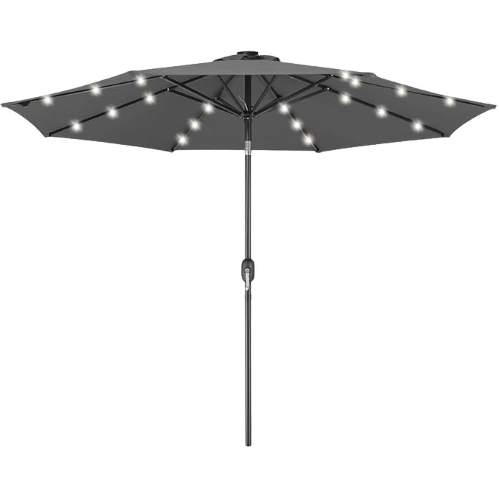 bakaji ombrellone da giardino 270 cm con luci led grigio - foto 3