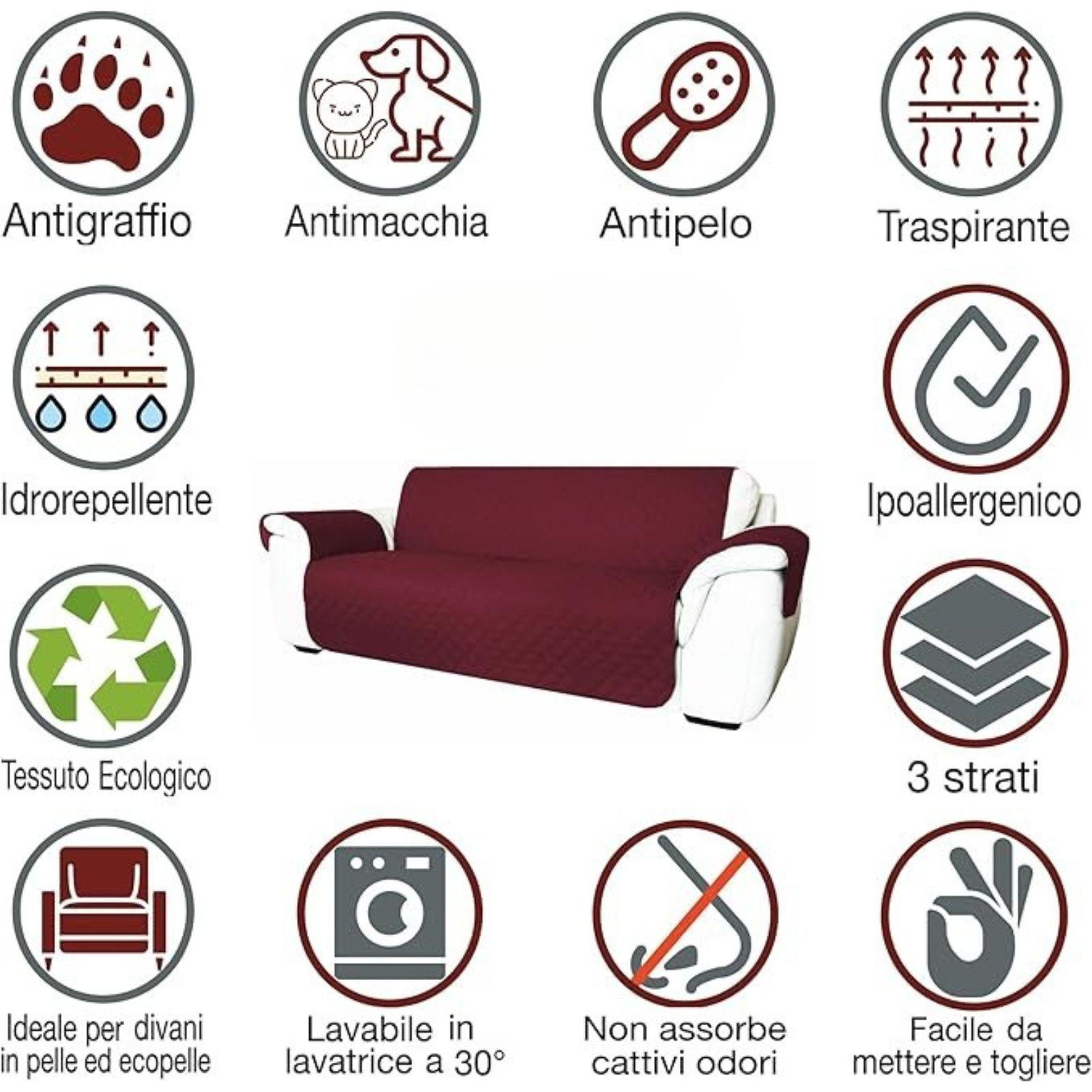  copridivano 3 posti con braccioli grigio - foto 3
