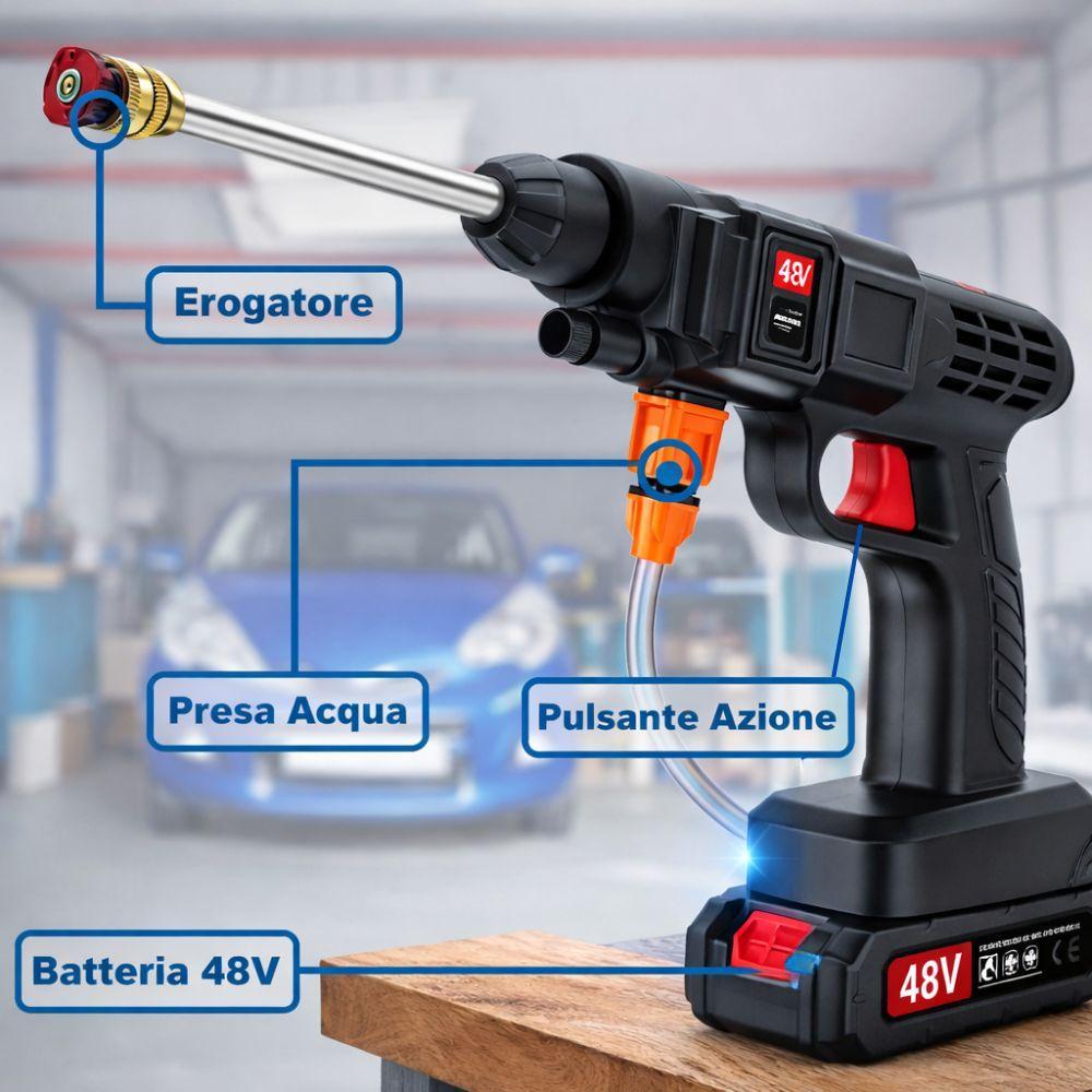  idropulitrice portatile con due batterie e accessori inclusi - foto 2