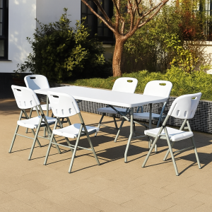 Tavolo pieghevole salvaspazio 180x70x74 cm (bianco)