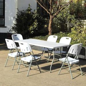Tavolo pieghevole salvaspazio da campeggio 180x75x74 cm (bianco)